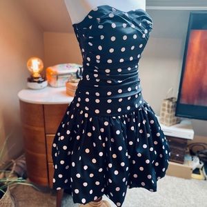 Pink polka dot retro style party dress